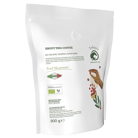 Tedone Organic Italian Whole Coffee Beans | 50% Arabica & Robusta