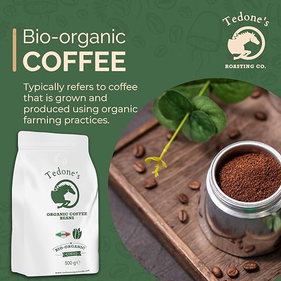 Tedone Organic Italian Whole Coffee Beans | 50% Arabica & Robusta