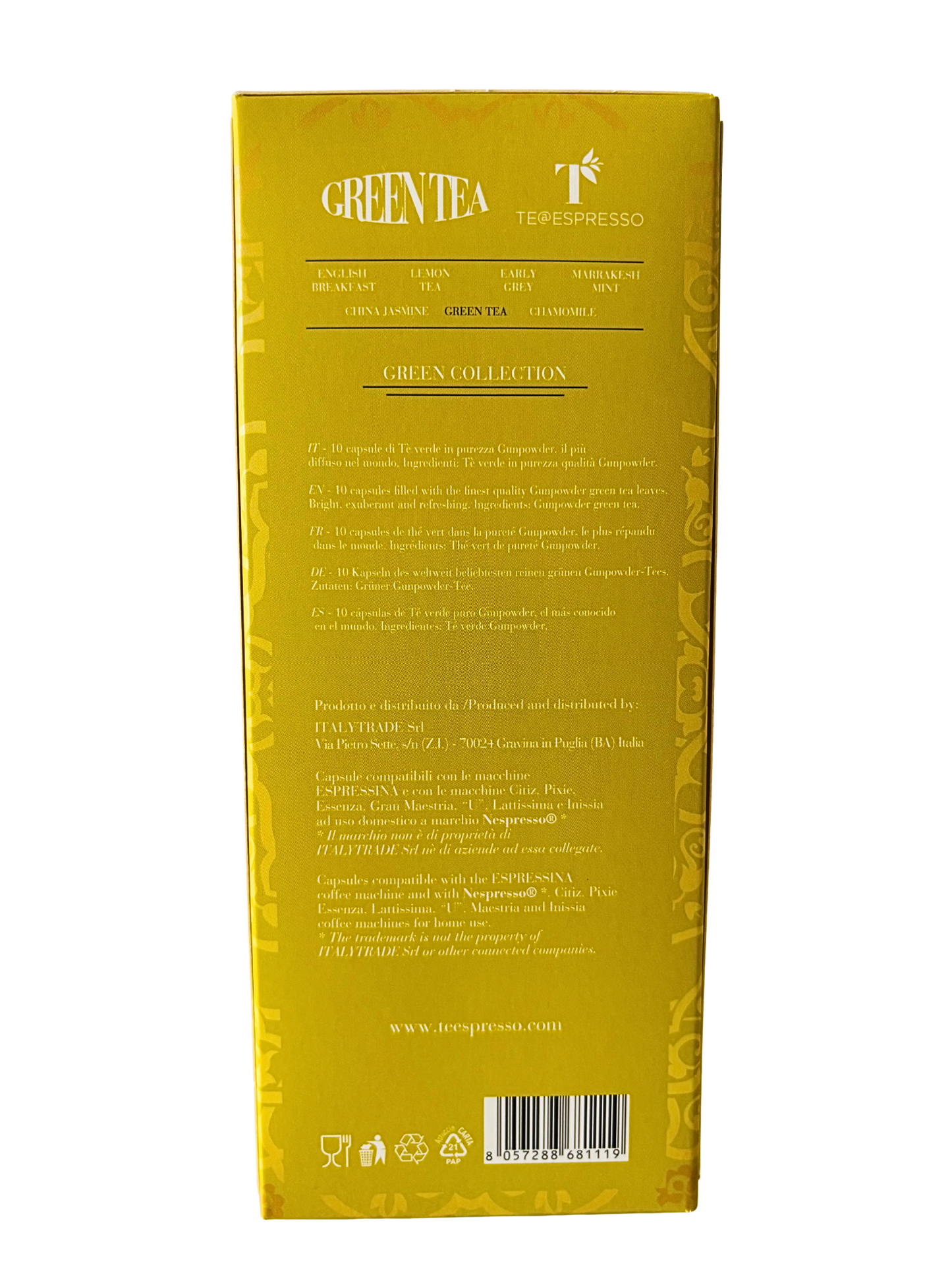 TeEspresso Green Tea Loose Leaf Tea Capsules - 5 packs (50 capsules)