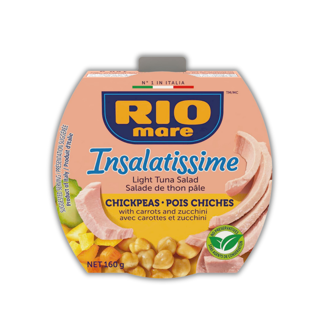 Rio Mare - Insalatissime Tuna Salad - Chickpeas & Light Tuna - Ready to eat Salad, High in Protein, No Preservatives, 160g