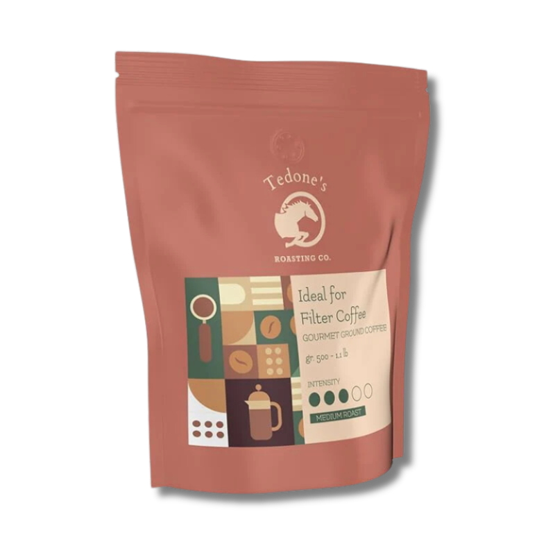 Tedone Medium Roast Gourmet Ground Coffee (1.1 lbs) - Perfect for French Press & Filter Coffee