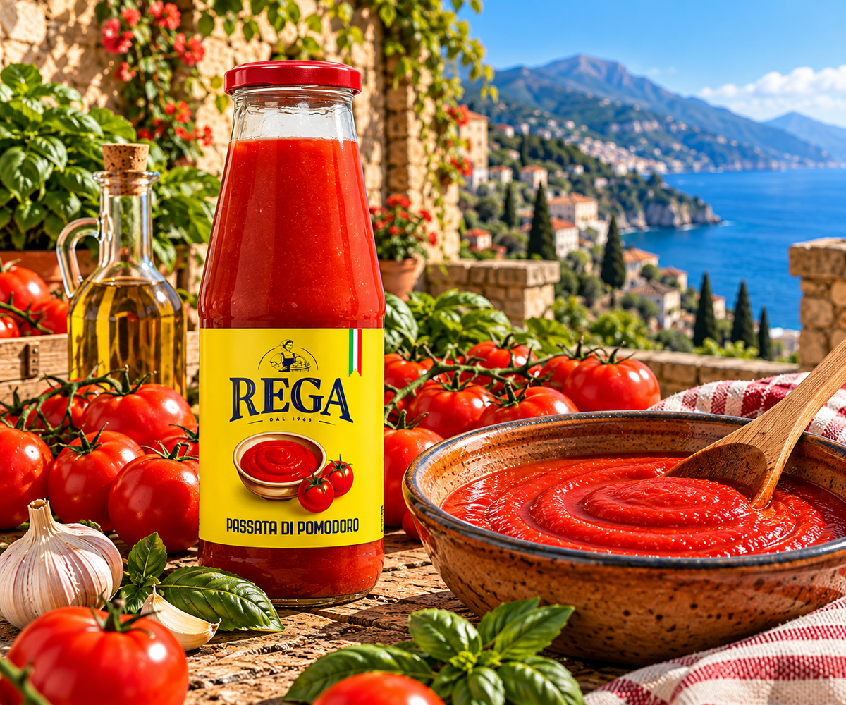 Rega Strained Tomatoes | 24oz Glass Jar (Case of 12) – Italy
