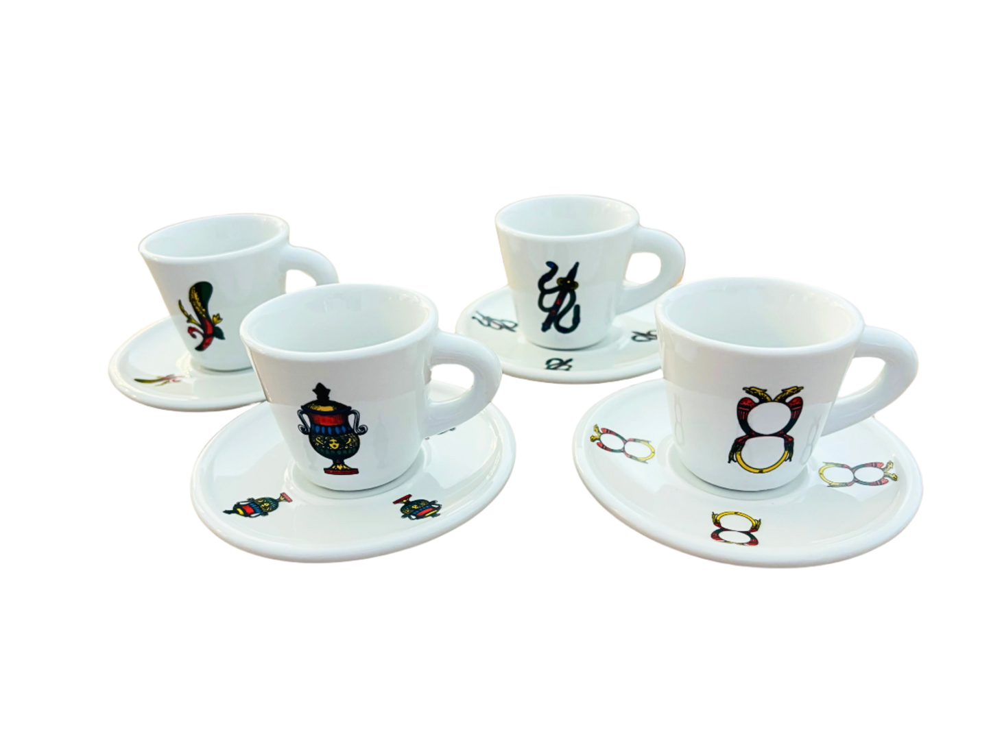 Neapolitan Cards Espresso Cups (set of 4 cups) Made in Italy
