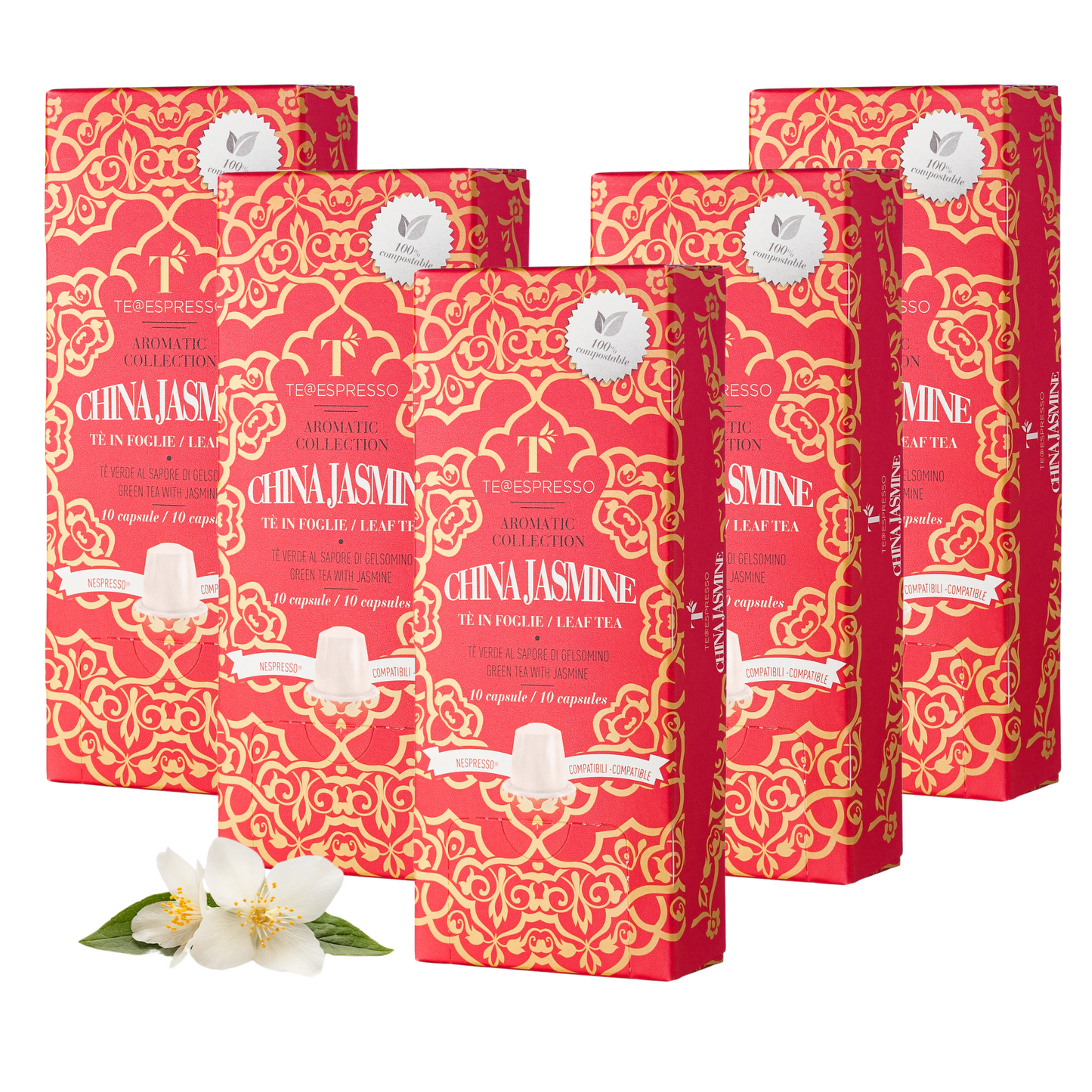 TeEspresso China Jasmine Loose Leaf Tea Capsules -5 packs (50 capsules)