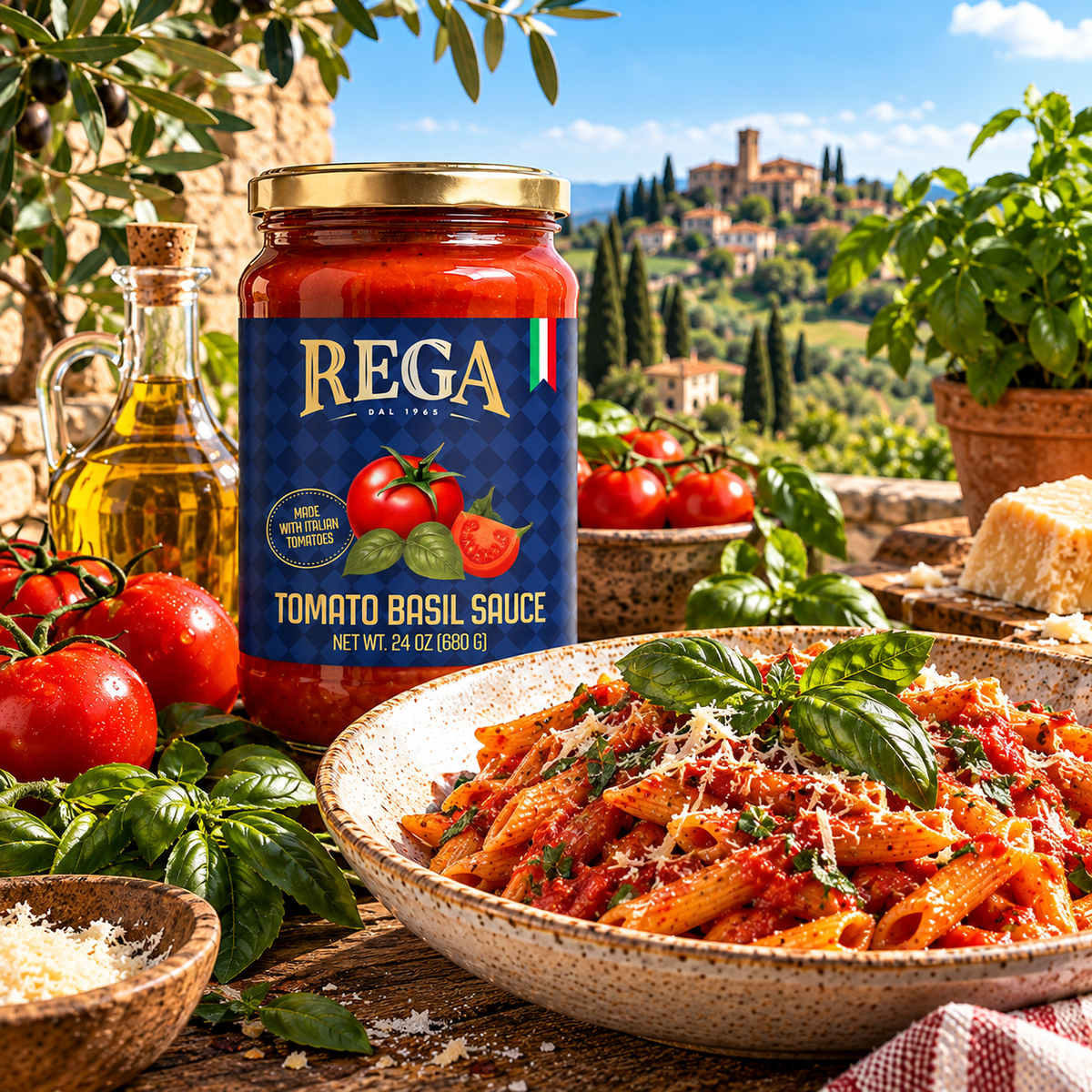 REGA Tomato Basil — Italian lifestyle photograph