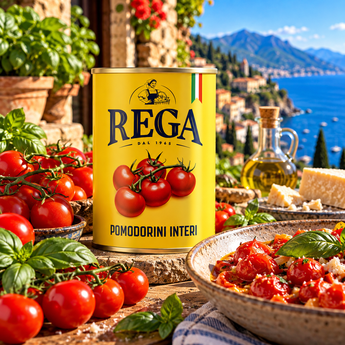 REGA cherry tomatoes Mediterranean terrace lifestyle